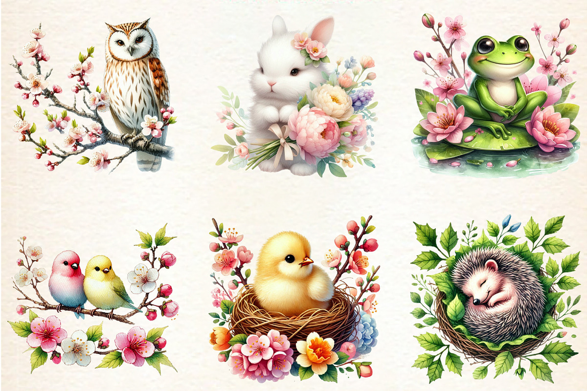 WAtercolor Spring Animals Clipart, a Seasonal Illustration by DreamArtGraphic (Photo 3 of 4)
