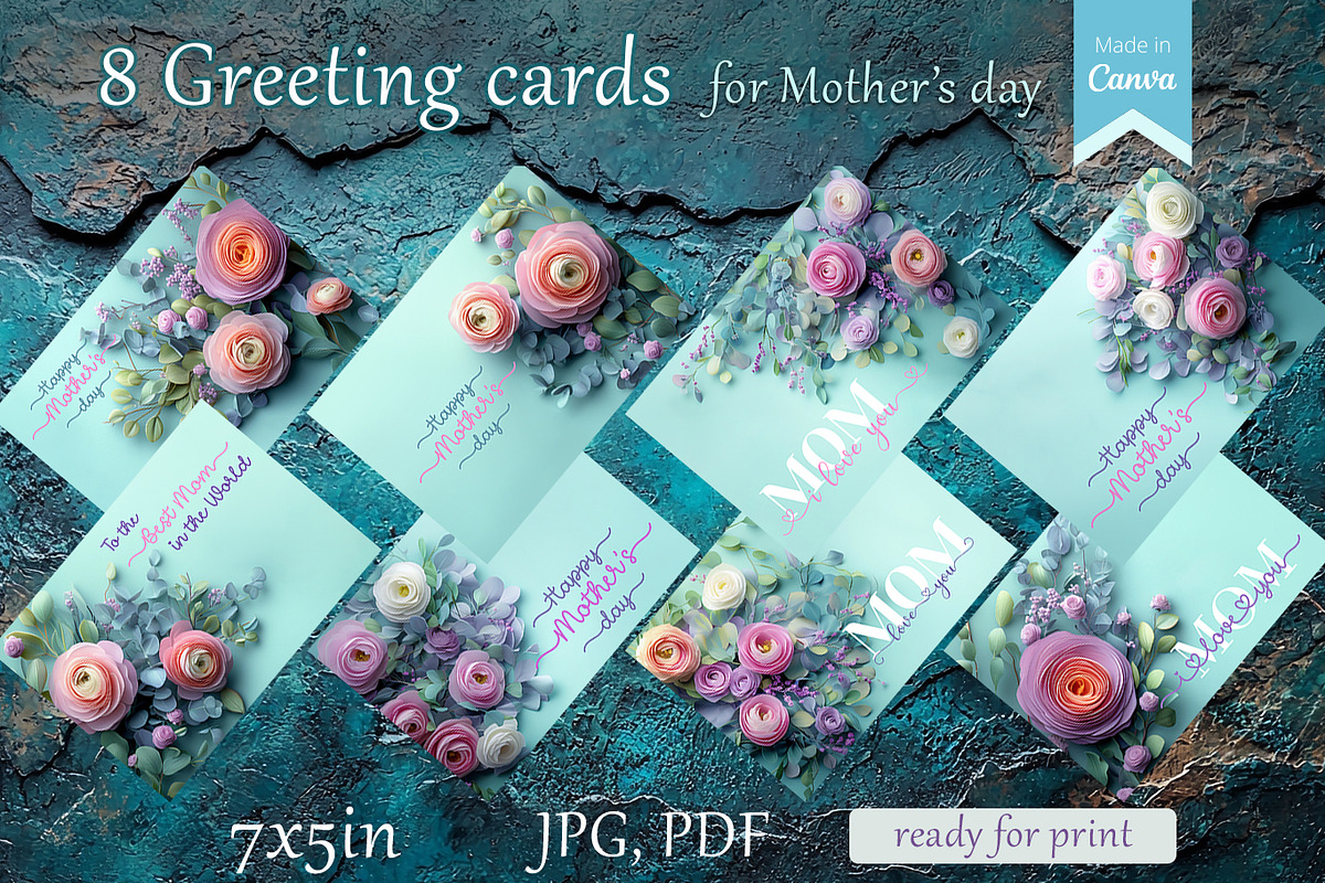 8 Mother's Day Greeting Cards, a Card Template by Lenka_X (Photo 1 of 2)