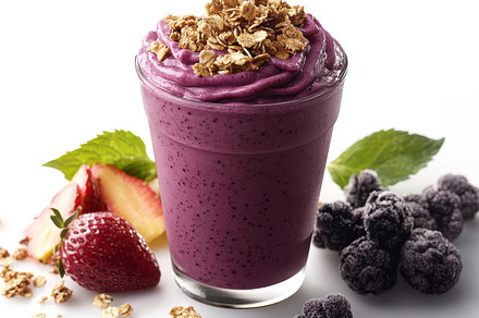 Berry Granola Smoothie: A frosty ble, a Background Photo by Pixeness