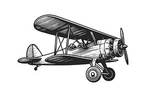 Classic Biplane Airplane Vector