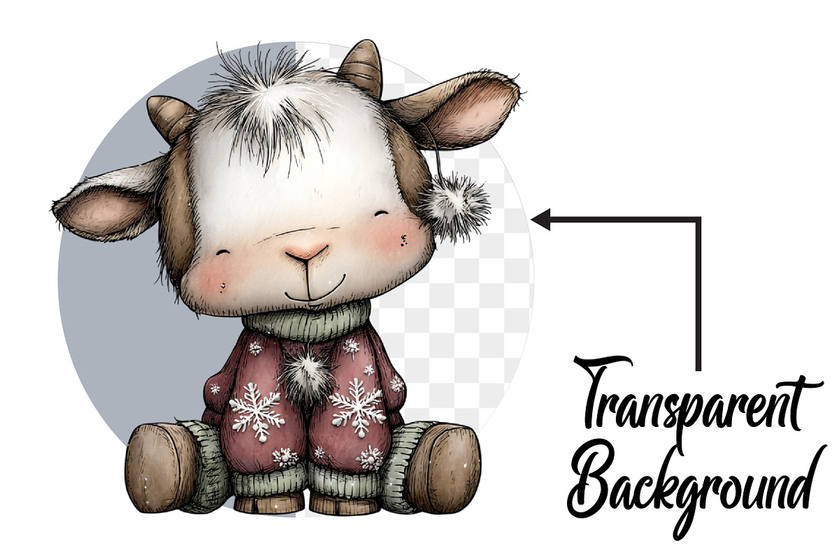 Whimsical Christmas Goat Clipart, an Illustration by Pixels.Craft (Photo 2 of 6)