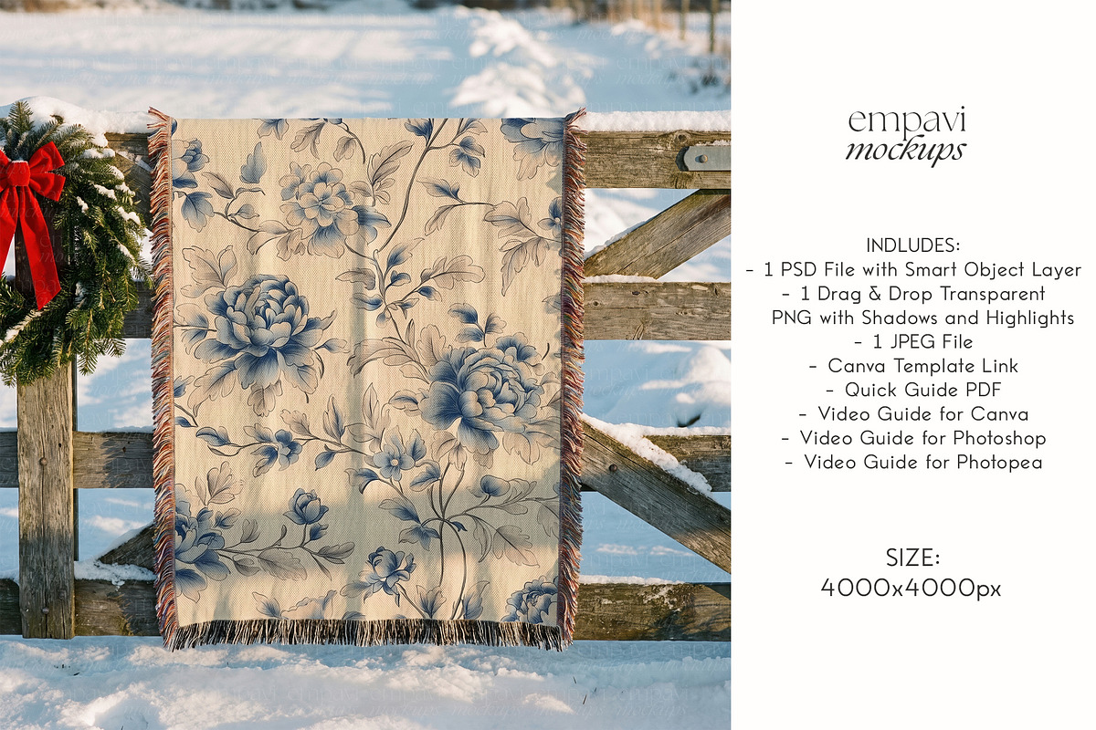 Woven Blanket Mockup, a Household Mockup by EmpaviMockups (Photo 6 of 7)
