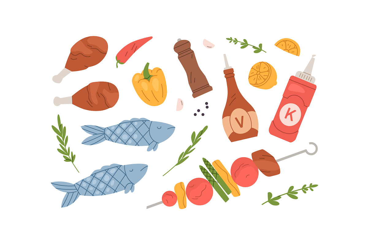 Delicious barbecue food set, a Food Illustration by Good Studio (Photo 2 of 3)