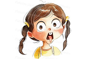 Kid girl emotions clipart set, a Person Illustration by Bubert Art (Thumbnail 3 of 9)