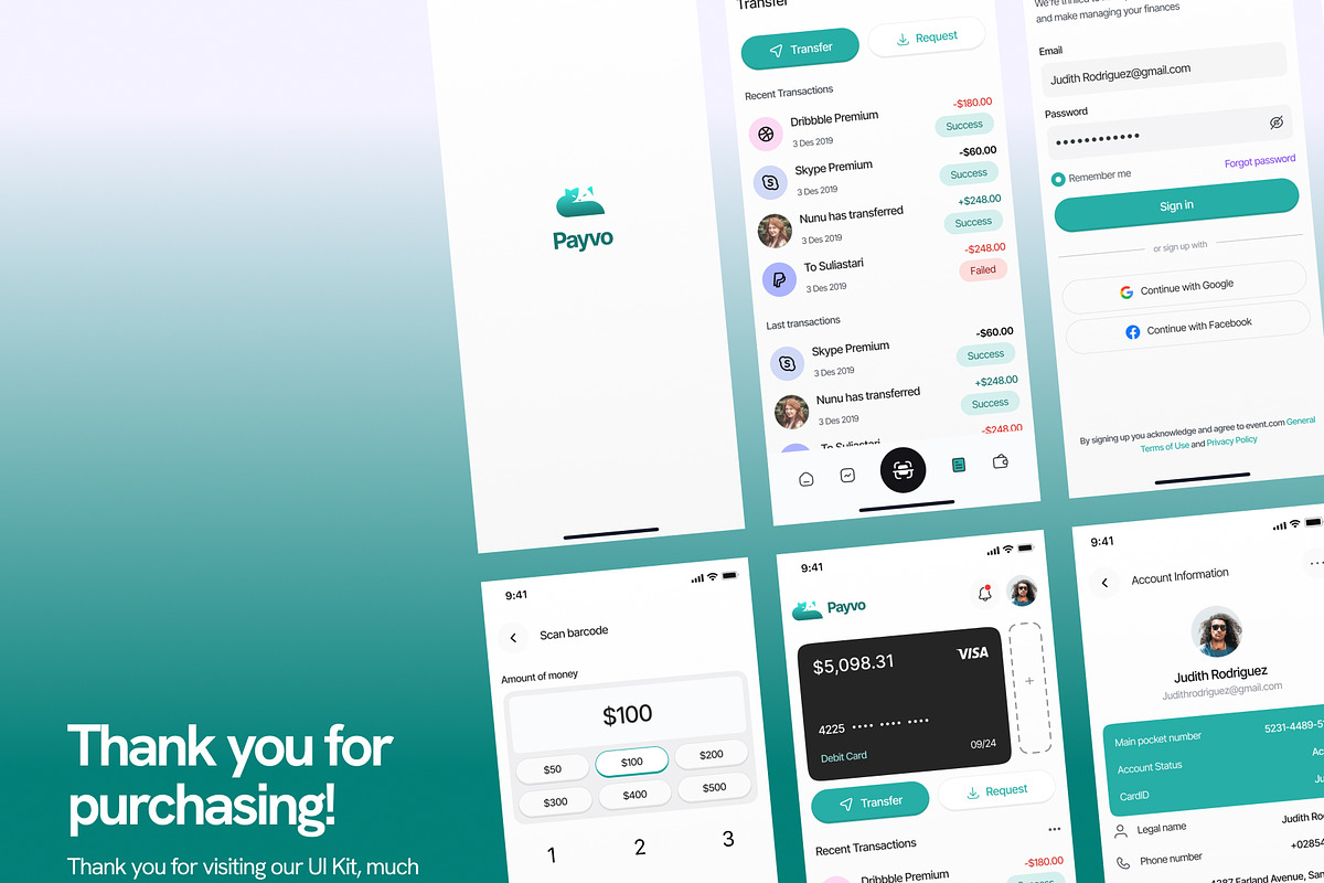 Payvo - Mobile Banking App UI Kit, an UI Kit Template by Kreatif Supply (Photo 7 of 7)