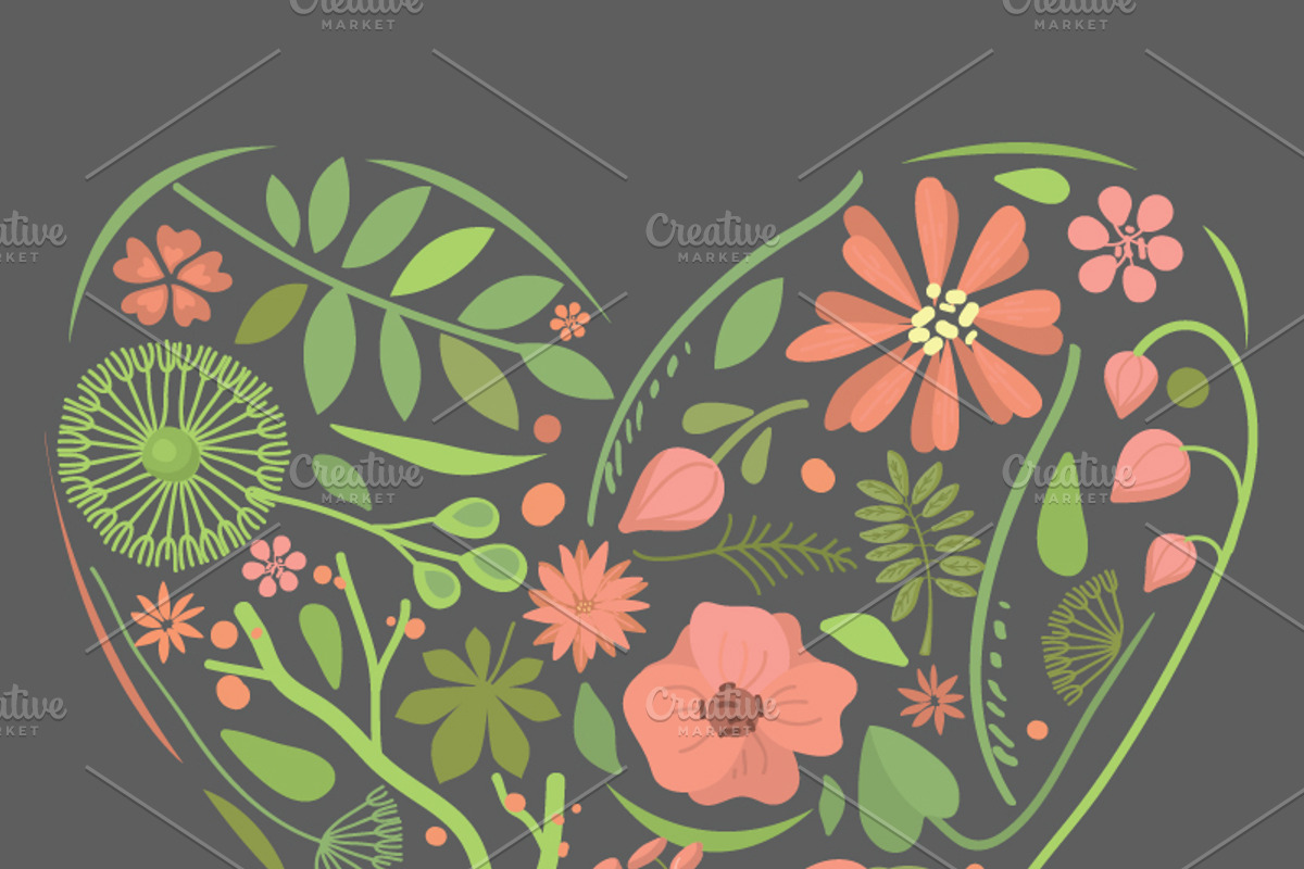 'Hearts in bloom' vector set, a Decorative Illustration by Cheeba Ribba Designs (Photo 3 of 4)