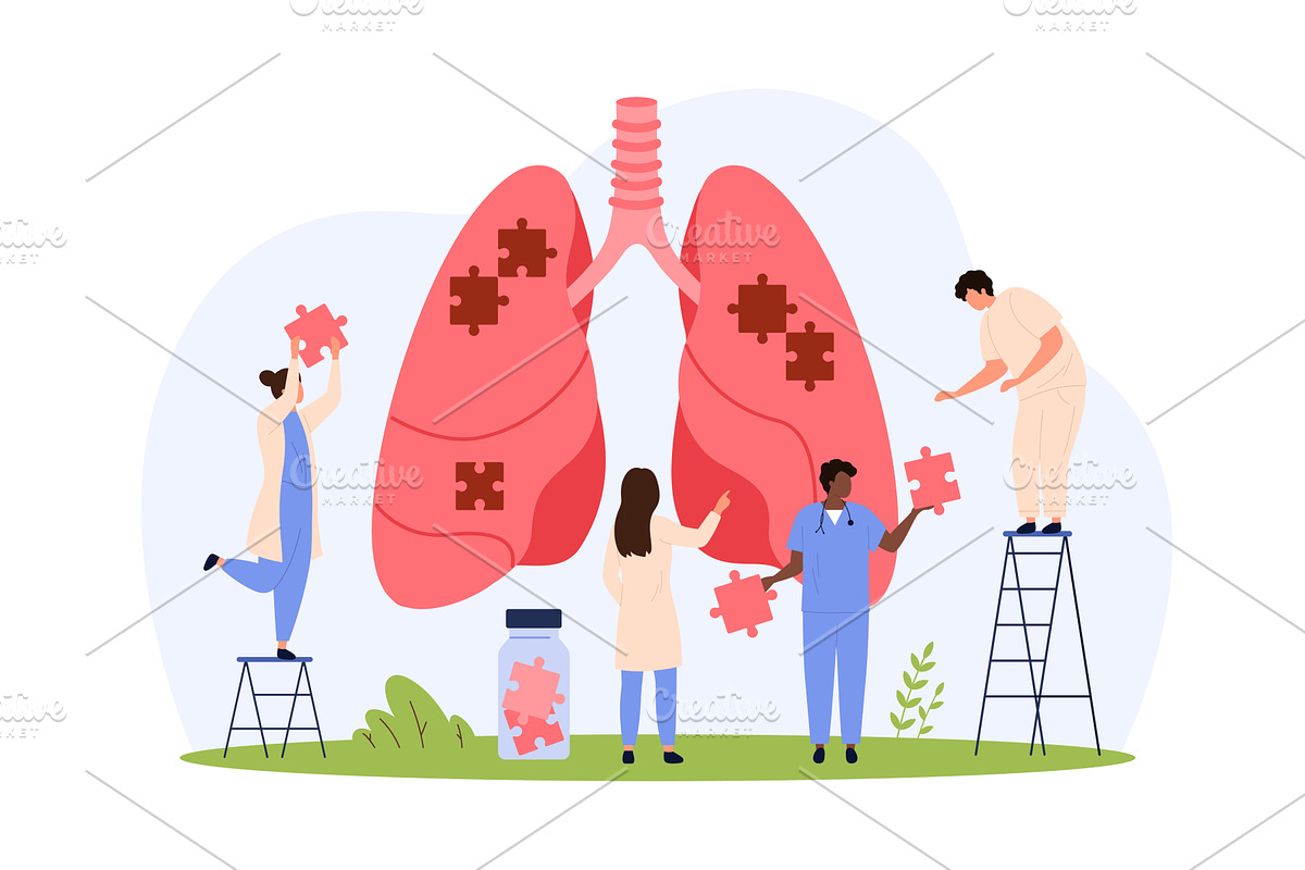 Lungs health, pulmonology, tiny, an Object Illustration by Flashvector