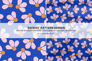 Daisies floral pattern / vector+jpg