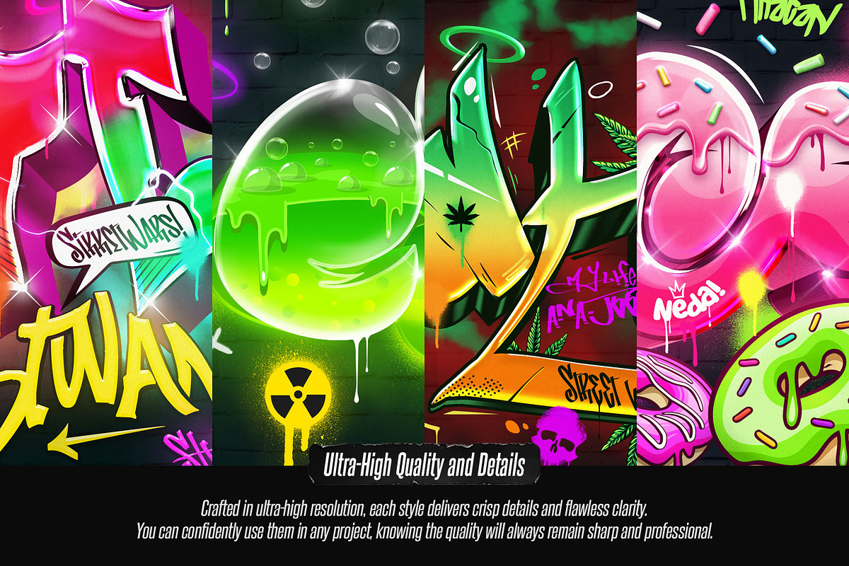 Graffiti Text Effects (10 PSD Files), a Layer Style Add-On by Hyperpix Productions (Photo 5 of 14)