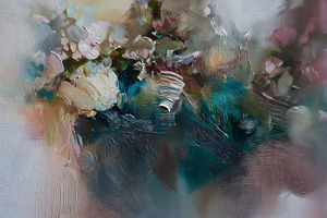 Thick oil paint creating an impressionistic floral arrangement,, a Decorative Illustration by Studio ANNA