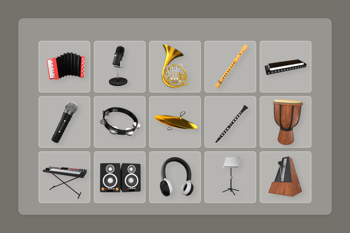 Music Instrumental 3D Icon Pack, a Food Illustration by twinstd (Photo 7 of 7)