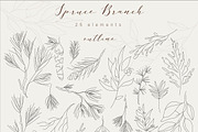 Spruce Branch line art & Patterns, an Illustration by Katya_lu (Thumbnail 3 of 7)