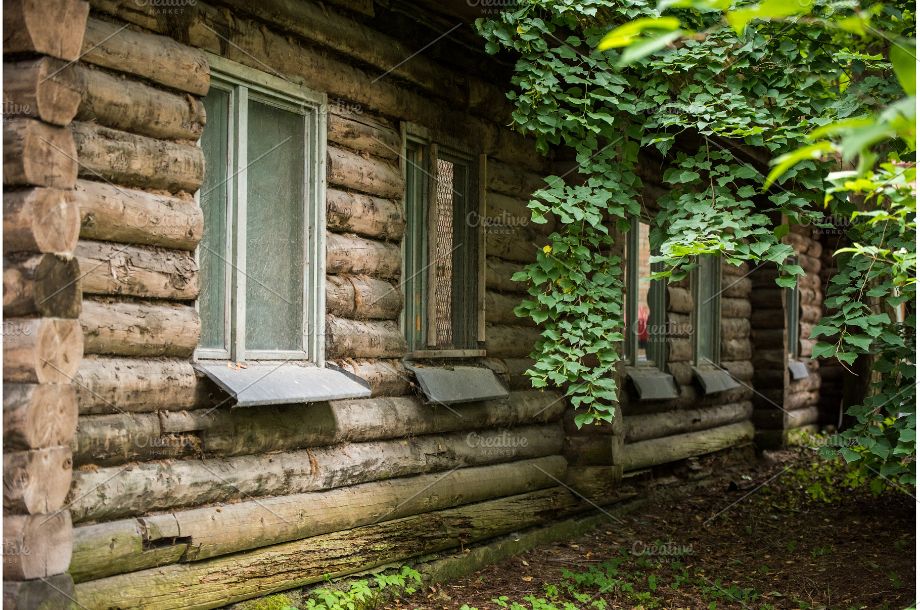 Rustic Log cabin and window. Old, an Architecture Photo by COLORFUL