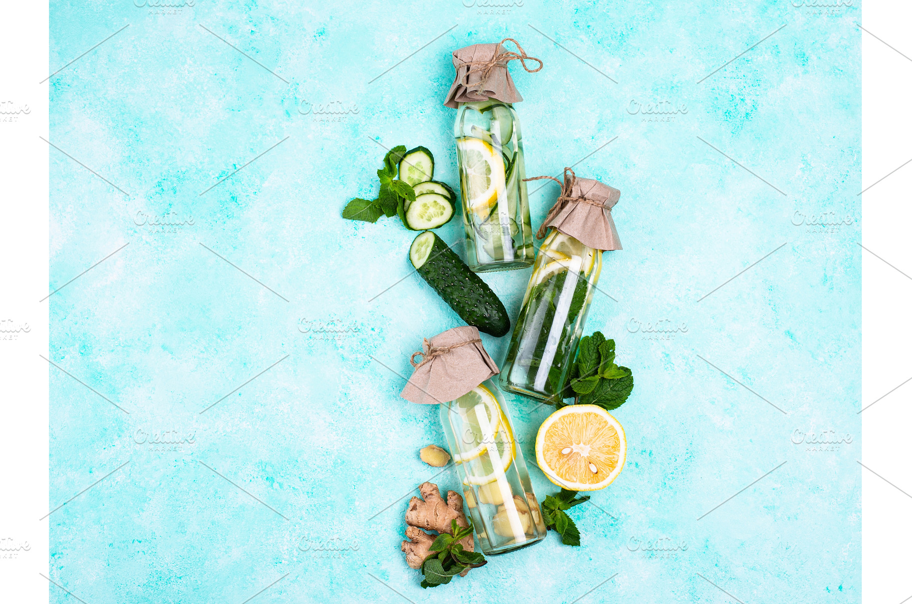 Set of various healthy detox water, a Food & Drink Photo by Yulia Furman