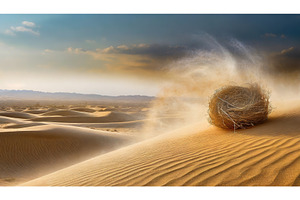 A lone tumbleweed rolling across a, a Nature Photo by Igor Tichonow