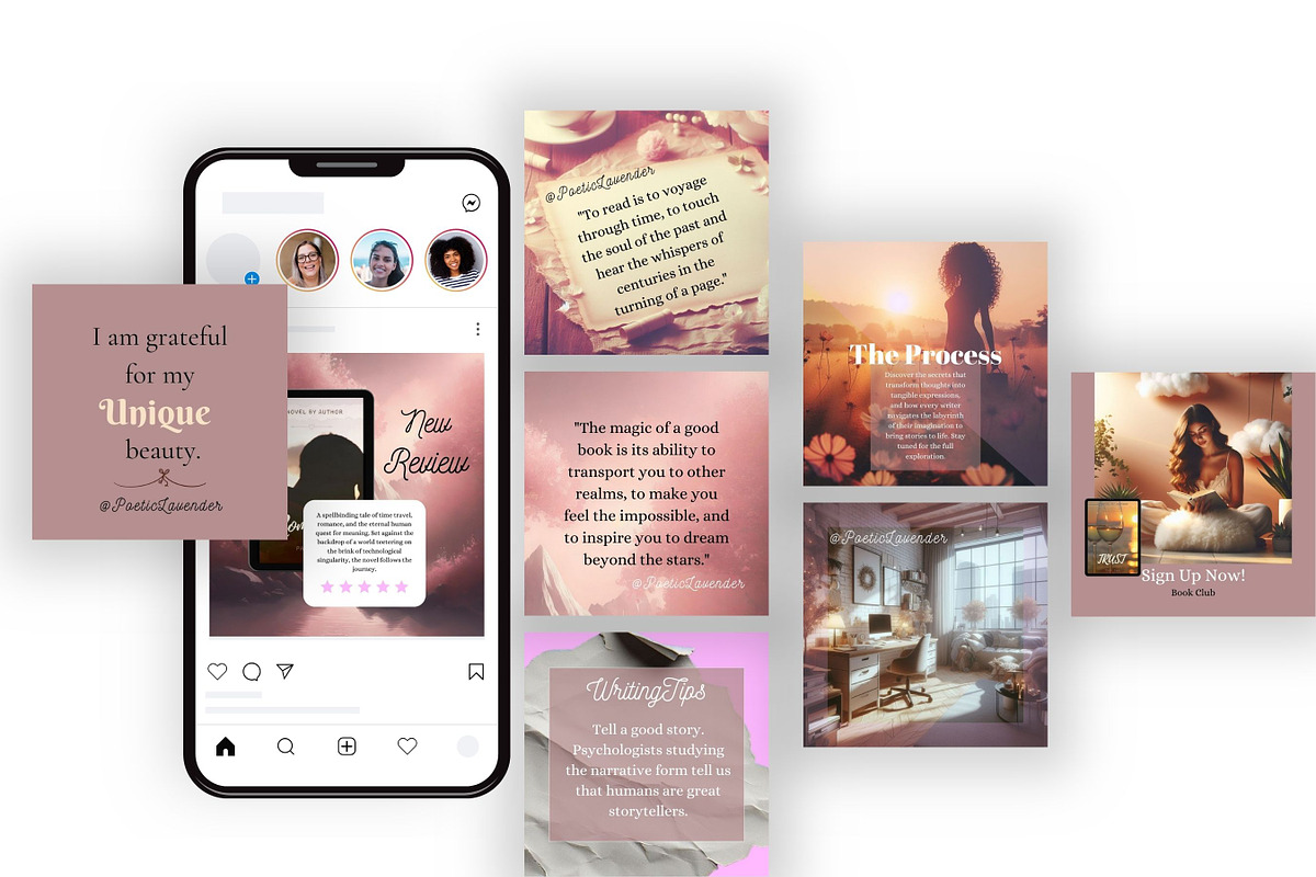 Lavender Author Instagram Template, a Social Media Template by Little Creative Scribbles (Photo 3 of 10)