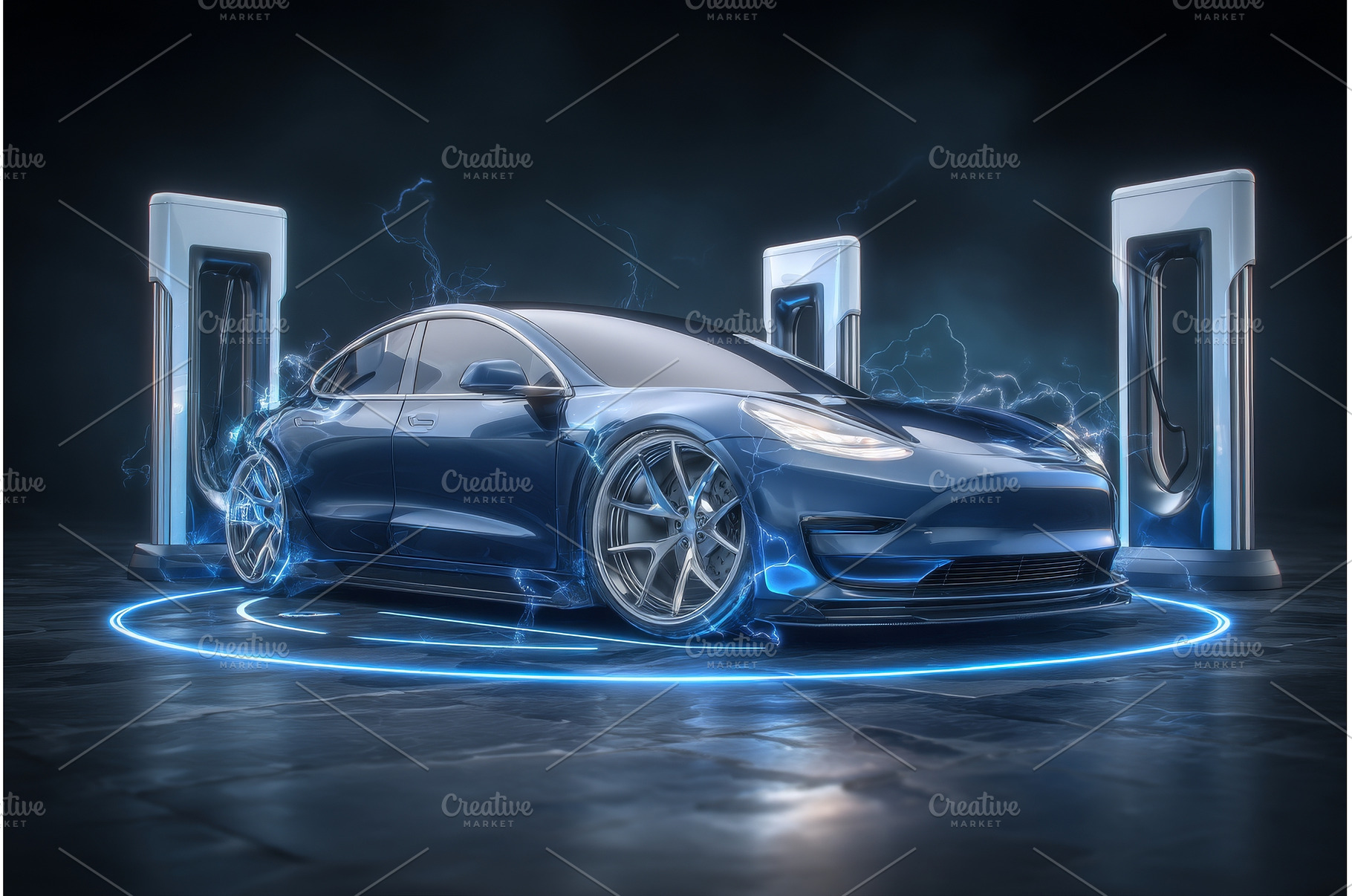 An electric vehicle is plugged into, a Technology Photo by ZinetroN