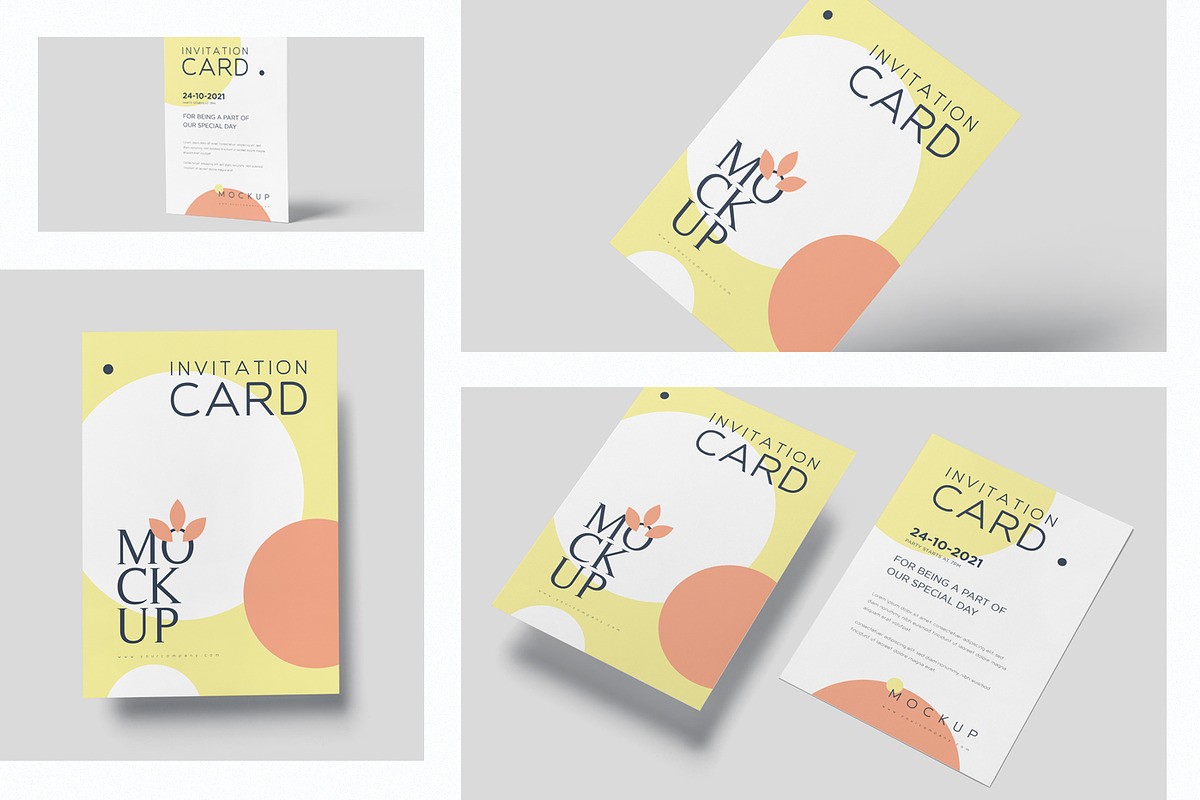 Single Page Invitation Card Mockups, a Print Template by GfxFoundry