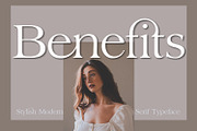 Benefits | Stylish Serif Typeface, a Serif Font by MchCrafter (Thumbnail 1 of 18)