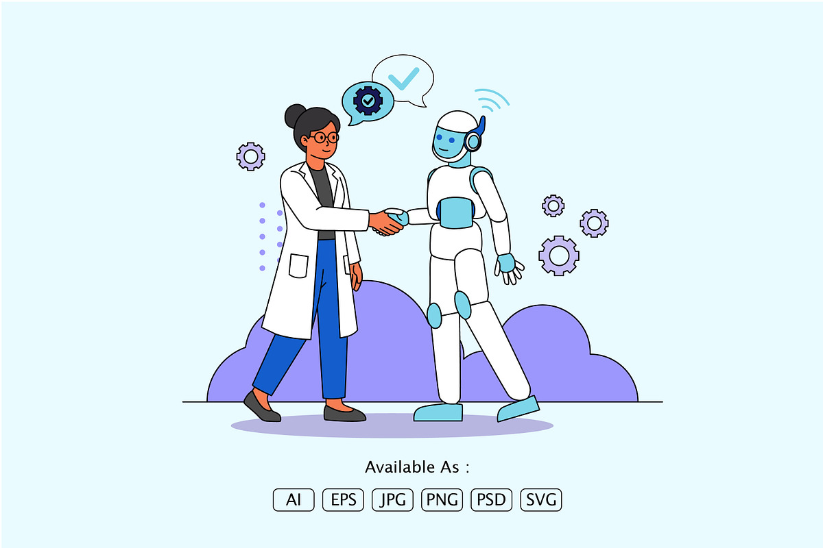 Human and AI Collaboration, a Person Illustration by Partikusi Design (Photo 2 of 3)