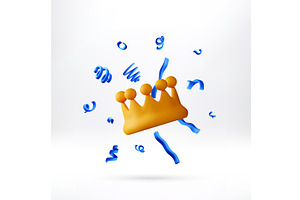 3D rendered golden crown with blue, an Illustration by Abscent