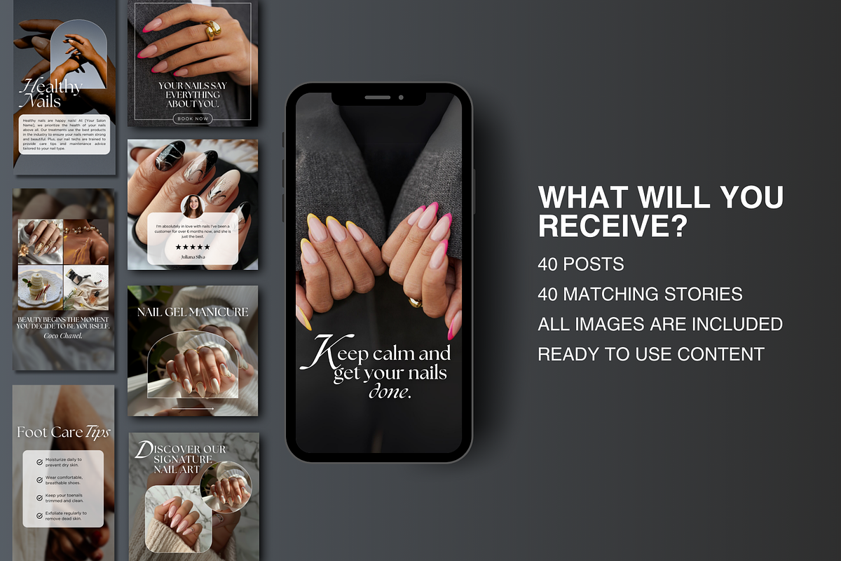 Nail Tech Instagram Templates Canva, a Social Media Template by DesignsbyMariaStudio (Photo 2 of 9)