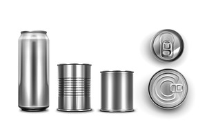 Realistic 3D metal can mockups, a Food Illustration by art PVP - market