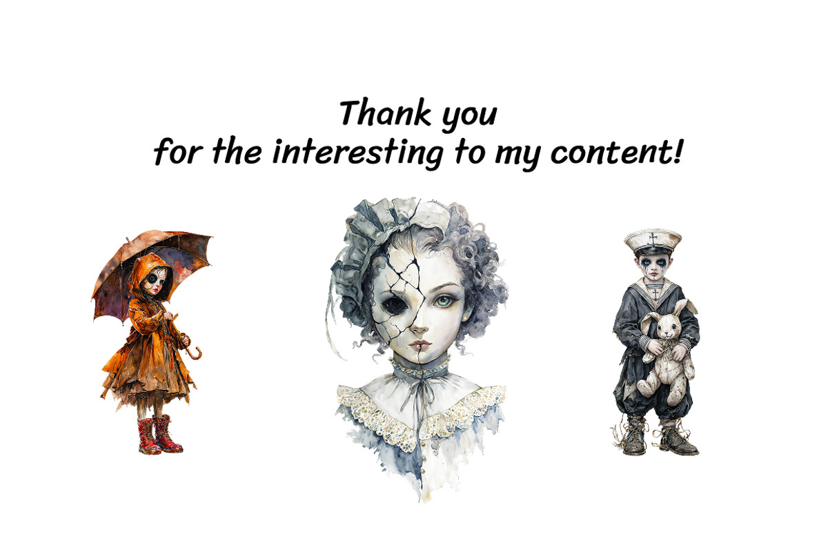 Gothic Vintage Dolls Clipart Bundle, a Person Illustration by InkyQueenArt (Photo 5 of 5)