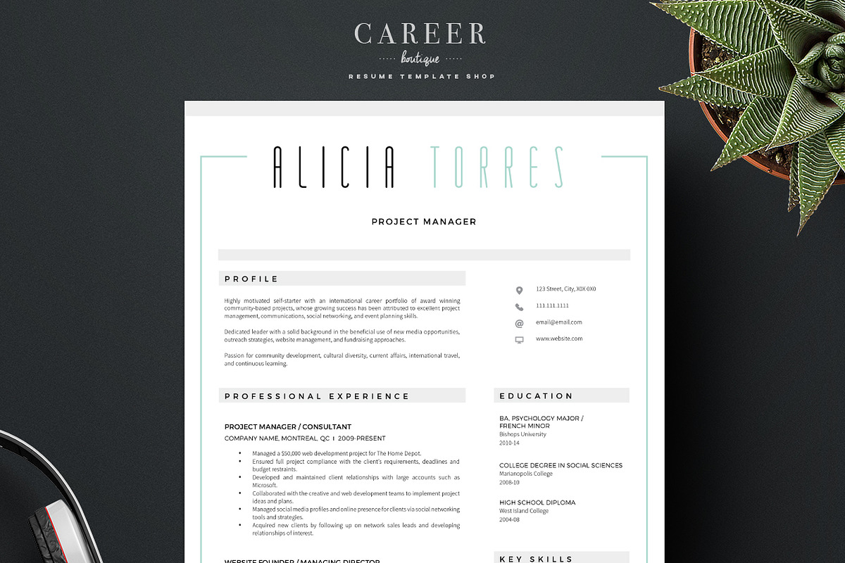 Modern Resume & CoverLetter Template, a Resume Template by careerboutique (Photo 4 of 6)