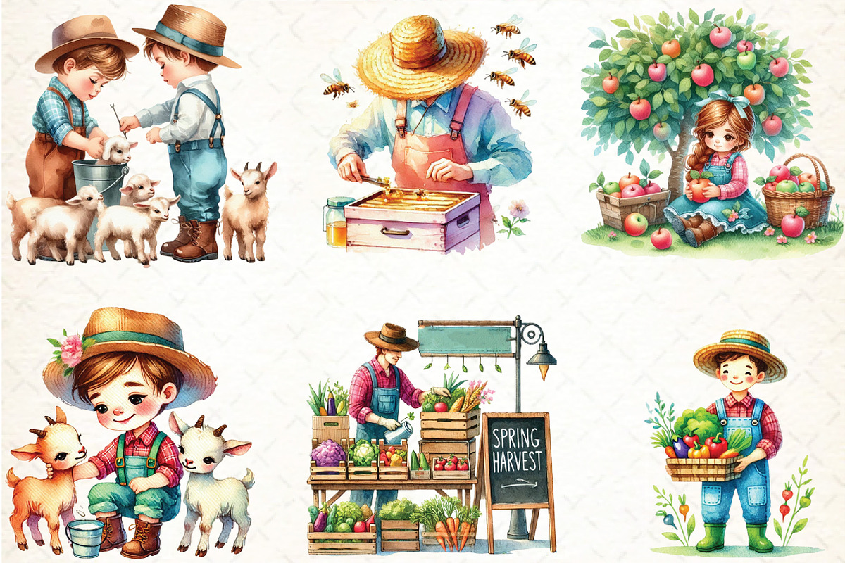 Spring Farmer Clipart, an Illustration by DreamCafeArt (Photo 2 of 3)