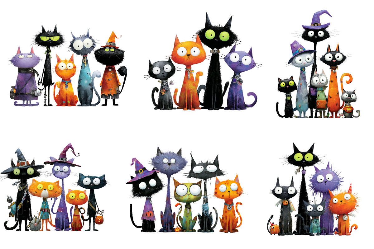 Quirky Cats Clipart, an Illustration by CreationArt (Photo 3 of 5)