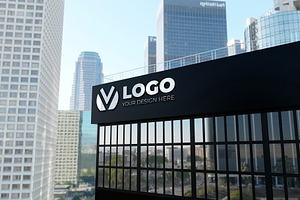 3d Logo Mockup In Building