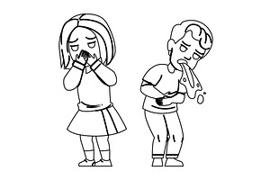 travel vomit kid vector, a Person Illustration by pikepicture