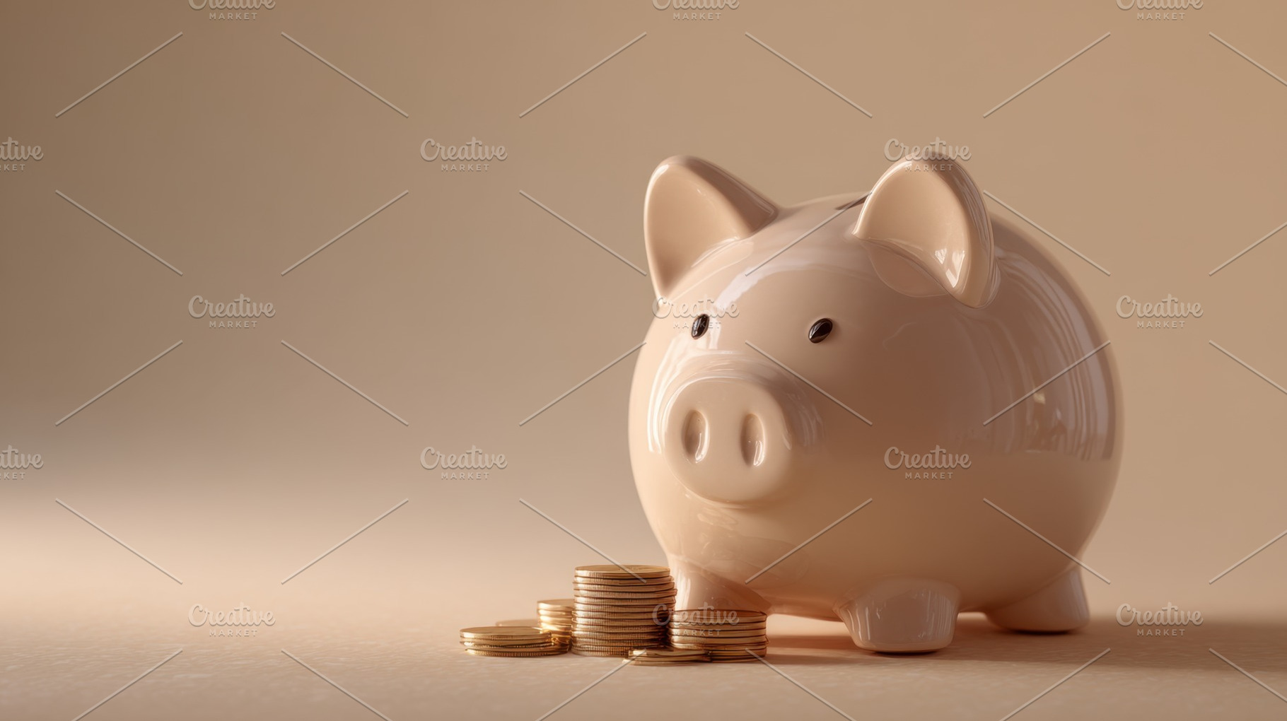 Piggy bank with coins on a table, a Photo by Beautiful things