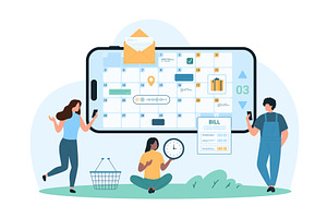 Business tasks management calendar, a Person Illustration by Flashvector