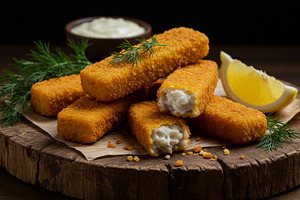 Crispy breaded fish sticks served wi, a Food & Drink Photo by professorinc