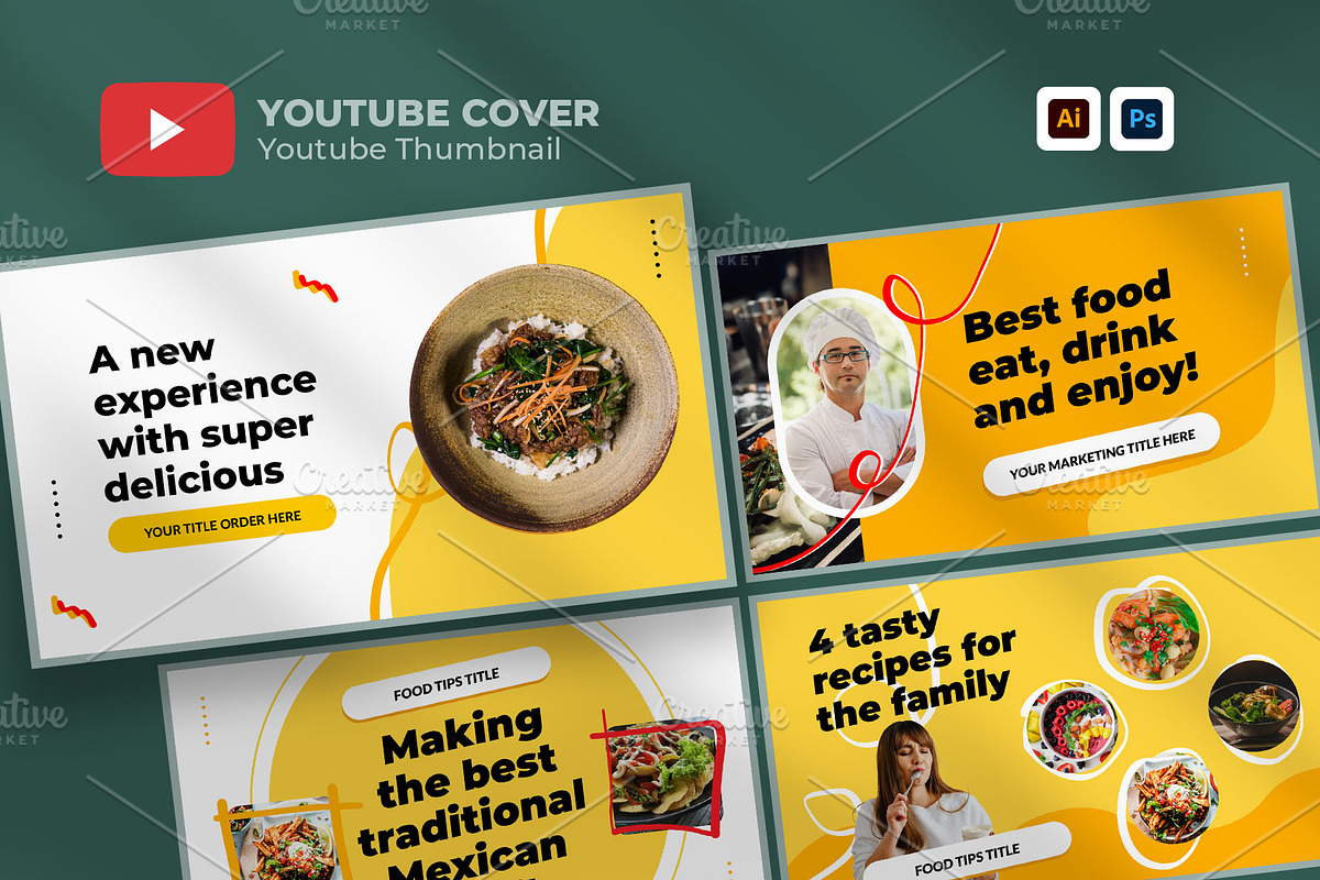 Food Youtube Thumbnail Template, a Social Media Template by hekenostudio (Photo 1 of 6)