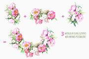 Peonies Wreath Watercolor, an Illustration by Cacacolors Clipart (Thumbnail 4 of 5)