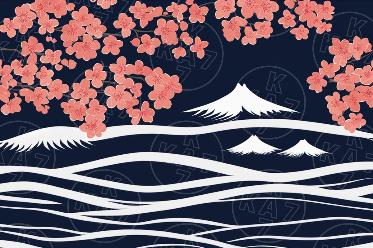Japanese Cherry Blossom Wave Pattern, a Pattern Graphic by KA7-Designs (Photo 8 of 11)
