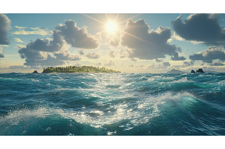 Waves crash against coral reefs as, a Nature Photo by Lermont51