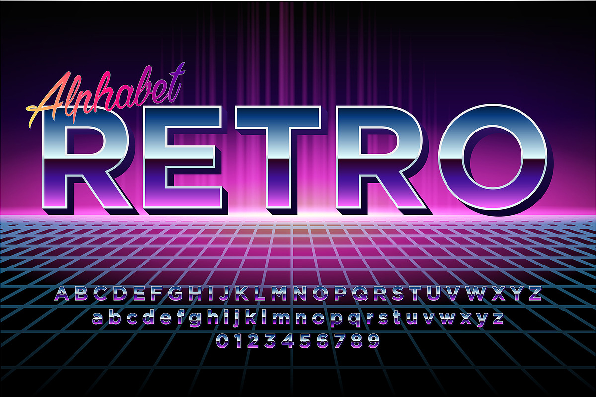 Retro Chrome Disco Font, a Graphic by Pro_Vector