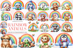 Rainbow Clipart, Rainbow Animals Png, an Illustration by Designworld
