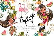 Hula Girls Tropical Hawaii Clipart, an Animal Illustration by KaramfilaS (Thumbnail 1 of 8)