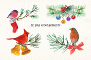 watercolor christmas clipart, an Illustration by Art & Things (Thumbnail 7 of 12)