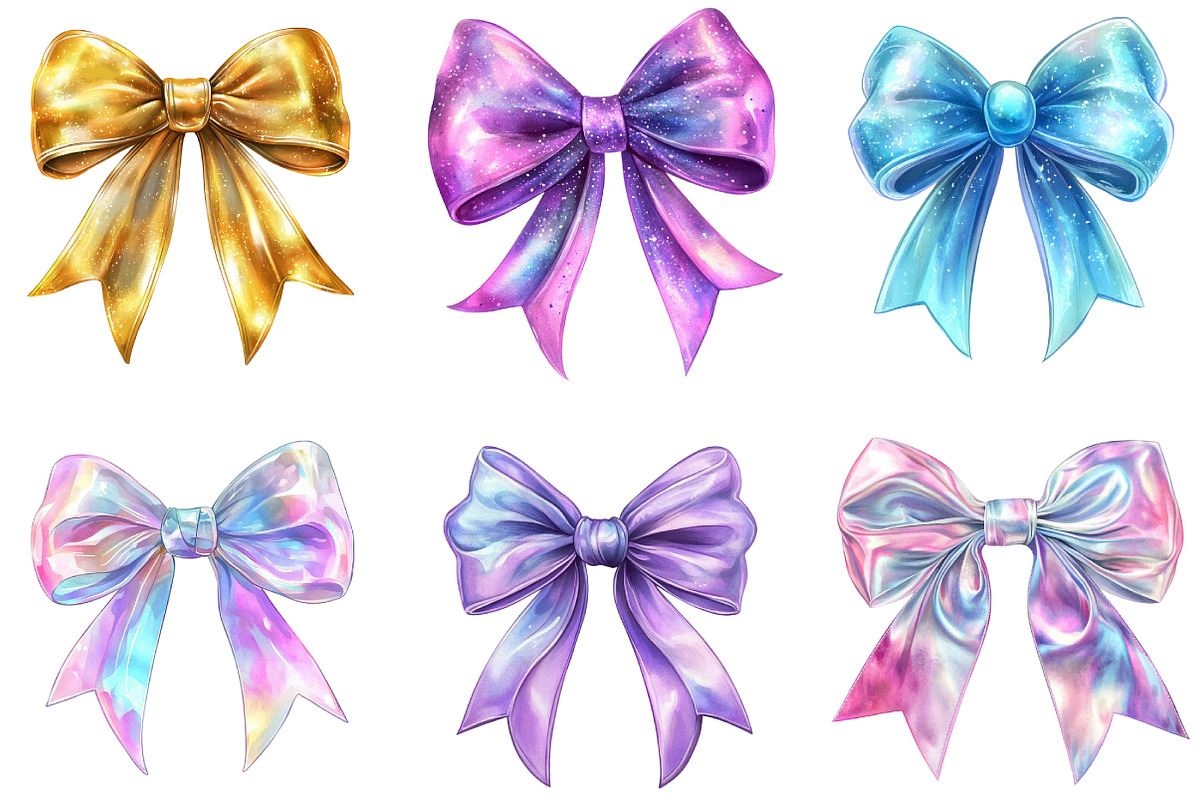 Iridescent Christmas Bow Clipart, an Illustration by DreamArtGraphic (Photo 2 of 5)