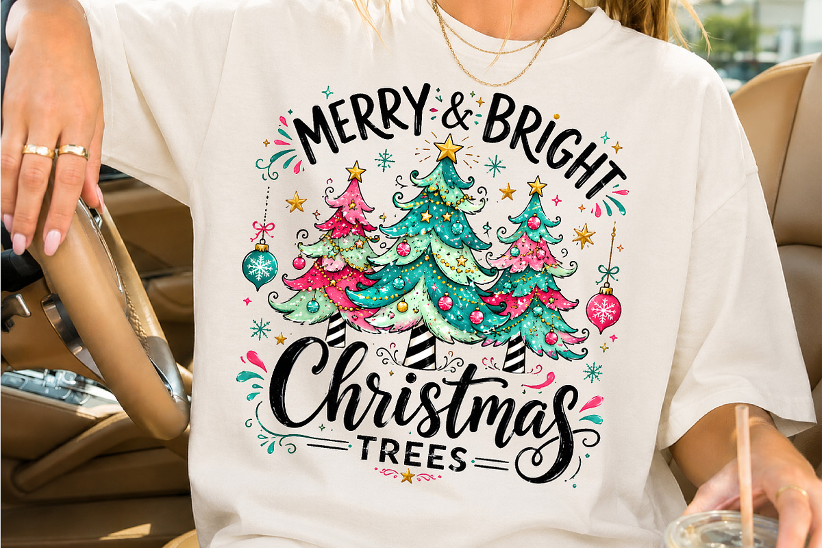 Merry & Bright Christmas Tree Design, a Seasonal Illustration by Creative Art (Photo 2 of 3)
