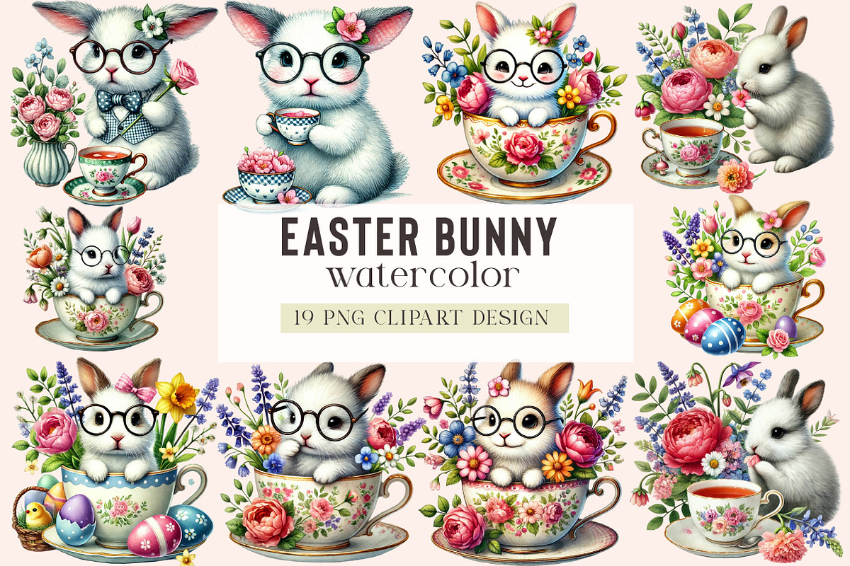 Easter bunny clipart bundle, an Illustration by DreamArtGraphic (Photo 1 of 5)
