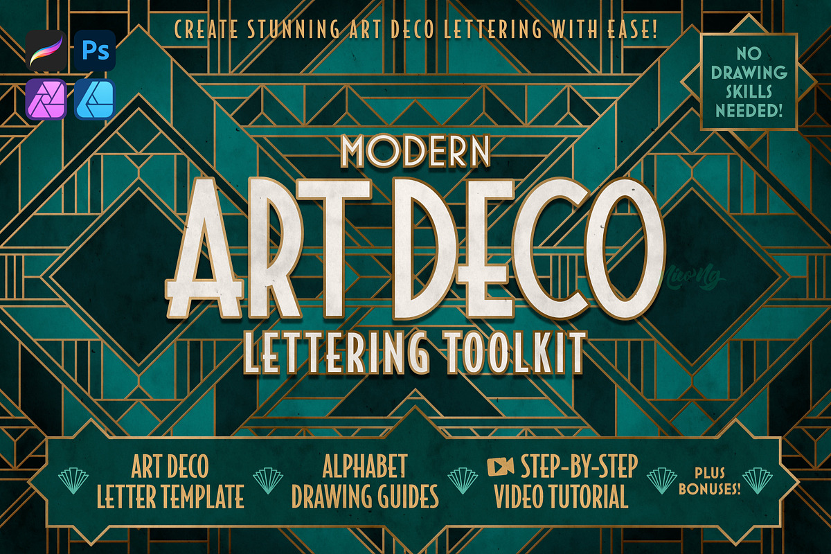 Modern Art Deco Lettering Toolkit, a Brush Add-On by Nico-Ng (Photo 1 of 11)
