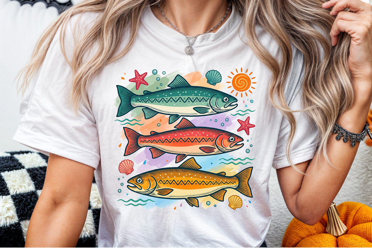 Colorful Fish Ocean Vintage PNG, a Work Illustration by Sublimation Artist (Photo 6 of 9)