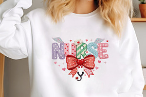 Faux Yarn Valentines Day Nurse Bow, an Illustration by designcity5